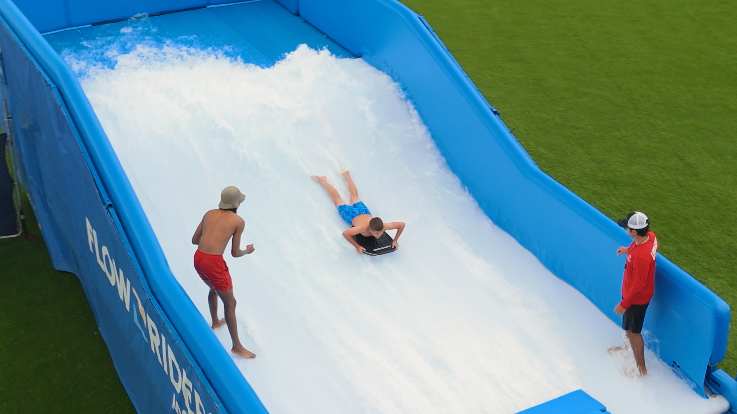 Rider on the FlowRider wave at Lagoonfest Texas